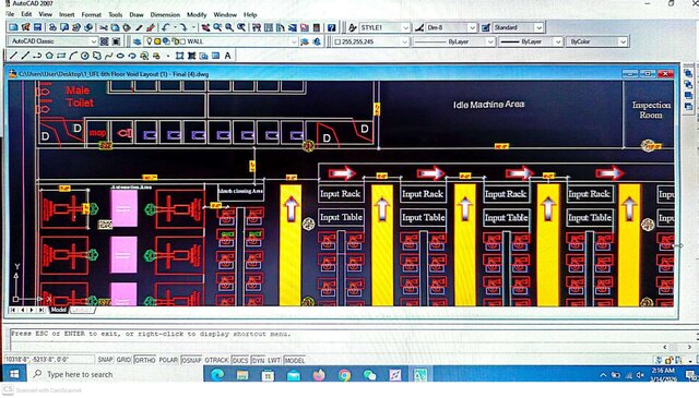 3D model of Garments Factory Layout Plan | Autocad 2d Industrial Layout Design