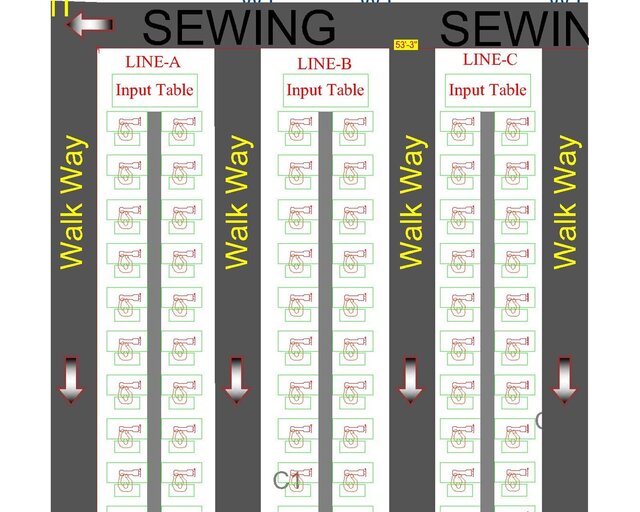 3D model of Garments Factory Layout Plan | Autocad 2d Industrial Layout Design