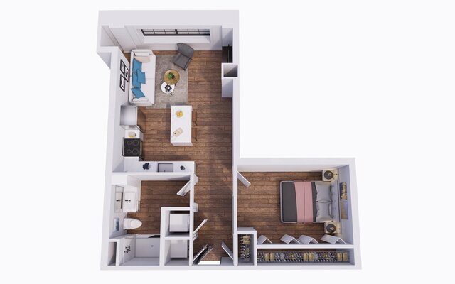 3D Modern Bedroom Apartment Interior Floor Plan – image 2 of 3