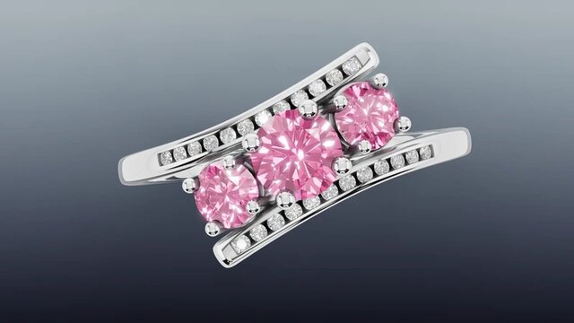 Three-Stone Pink Tourmaline Bypass Ring