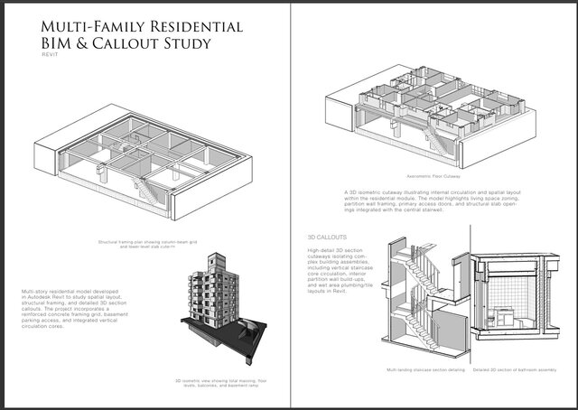 3D model of Multi-Story Residential BIM & 3D Section Callout Study