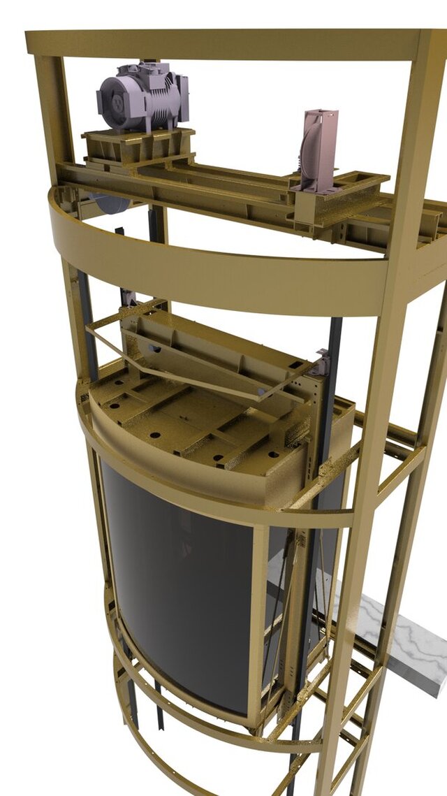 3D model of Semi-Circular Shaft Elevator