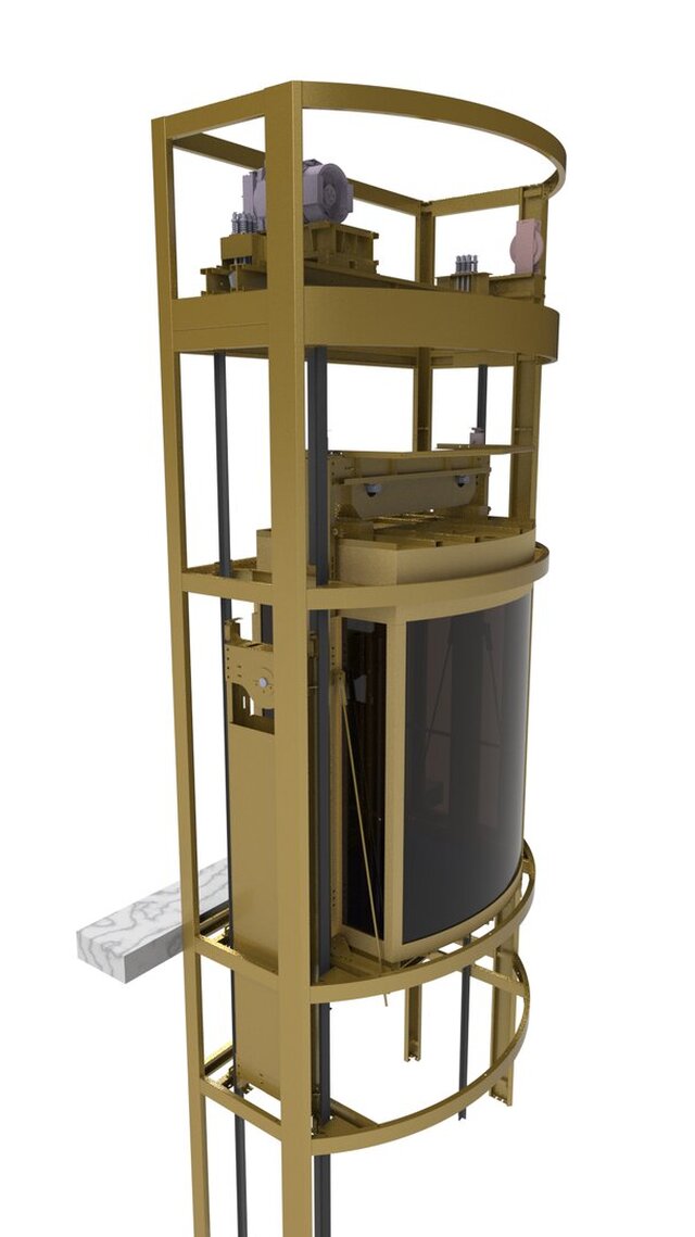 3D model of Semi-Circular Shaft Elevator