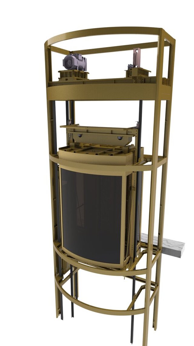 3D model of Semi-Circular Shaft Elevator