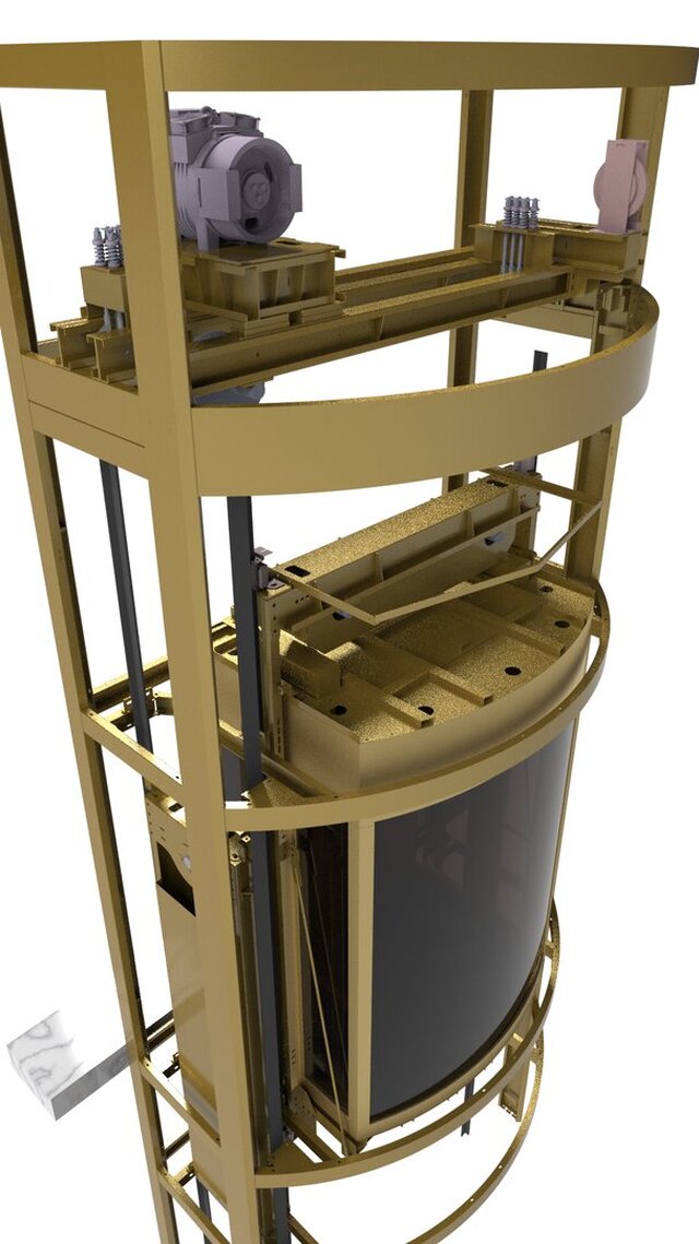 3D model of Semi-Circular Shaft Elevator
