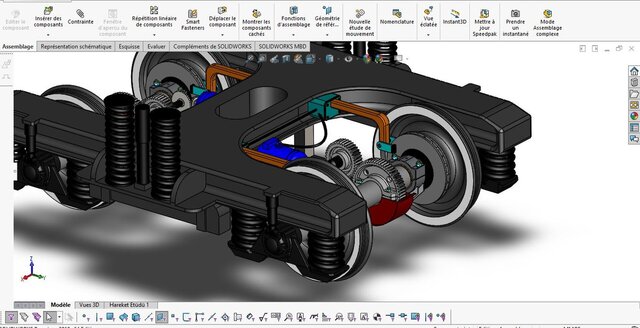 3D model of CAD Design: Railway Axle and Gearbox Assembly