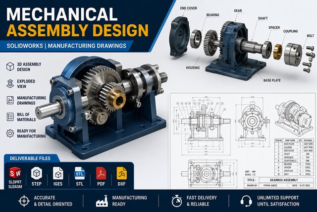 3D model of Mechanical Assembly Design | SolidWorks | Manufacturing Drawings