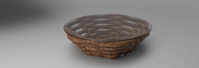 Modern Wooden Coffee Table with Glass Top