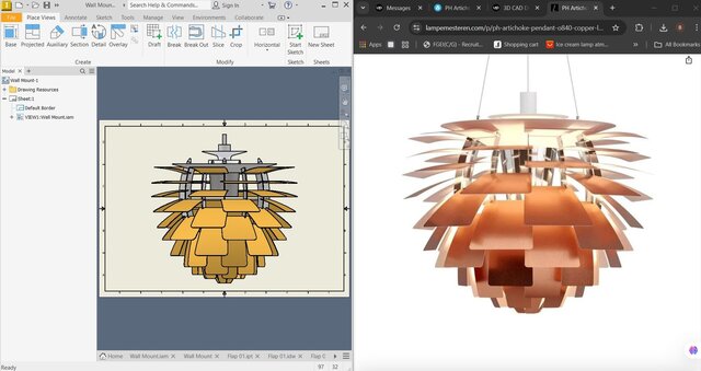 3D CAD Modeling of PH Artichoke lamp(480mm) with 2D Technical drawings – image 2 of 2