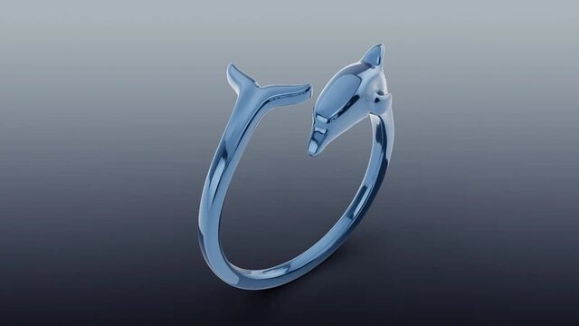 Sculpted Bypass Dolphin Ring in Vibrant Blue Gold Metal
