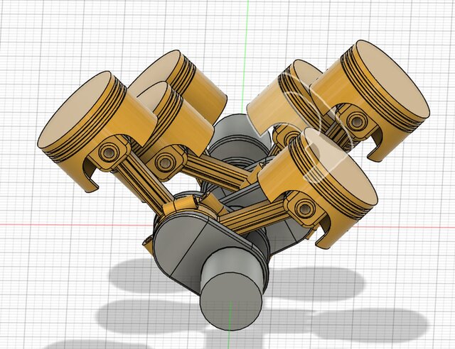 3D model of V6 Engine — Assembly in Motion - Crankshaft