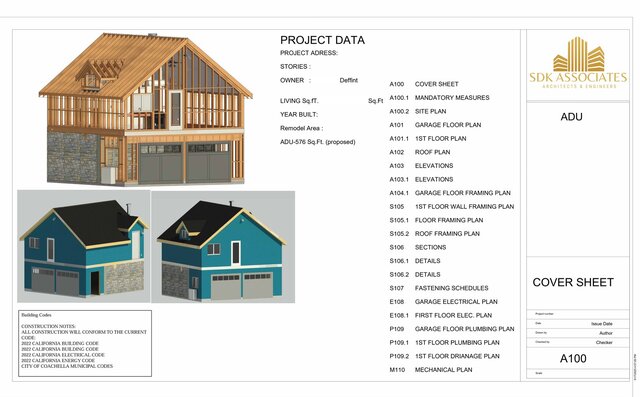 Detached ADU – Complete Permit Drawing Set (Architectural, Structural & MEP)