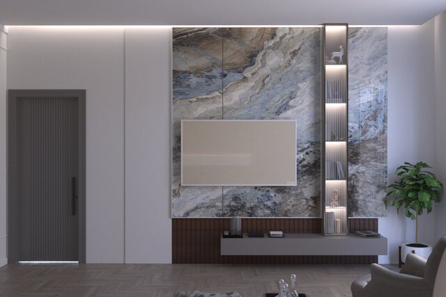 Modern Living Room TV Feature Wall & Custom Millwork Design – image 2 of 2