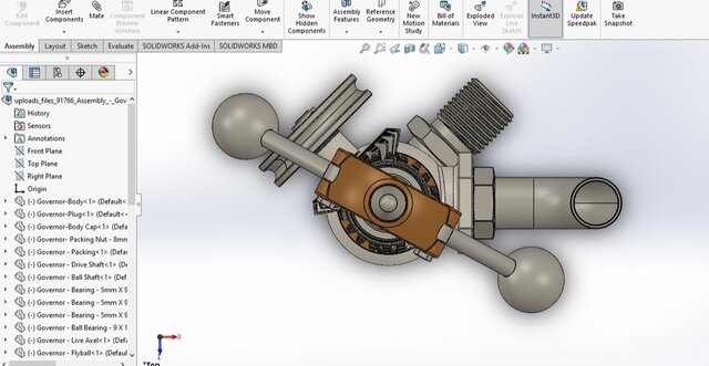 3D model of Mechanical Governor Valve Assembly | High-Precision 3D CAD Modeling, Mechanical Design & Engineering Assembly
