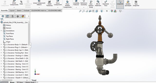 3D model of Mechanical Governor Valve Assembly | High-Precision 3D CAD Modeling, Mechanical Design & Engineering Assembly