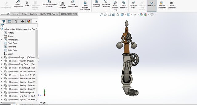 Mechanical Governor Valve Assembly | High-Precision 3D CAD Modeling, Mechanical Design & Engineering Assembly
