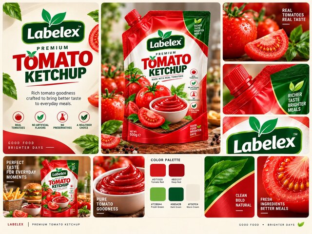 Labelex Premium Tomato Ketchup — Food Packaging & Brand Identity Design – image 1 of 17