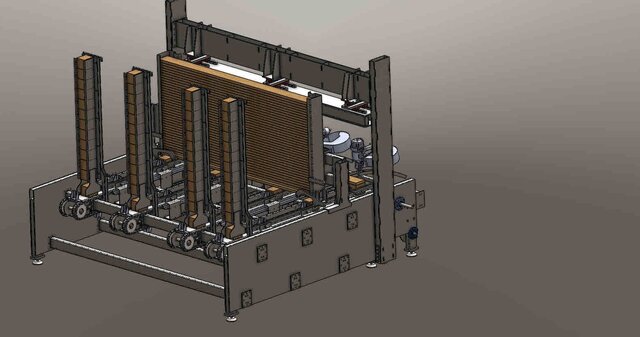 3D model of Automatic Pallet Block Nailing Machine with Self-Adjusting Spacing - Modular Line Integration Ready