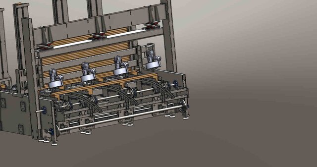3D model of Automatic Pallet Block Nailing Machine with Self-Adjusting Spacing - Modular Line Integration Ready