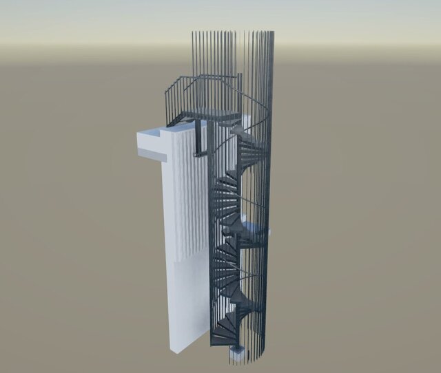 Spiral staircase with special case railing