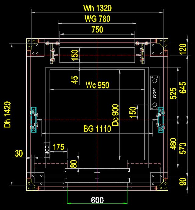 3D model of compact elevator with this door configuration