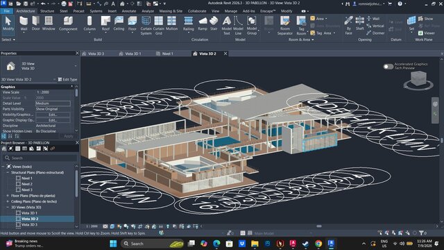 3D model of Water-Themed Pavilion Architectural Redesign & Revit 3D Modeling