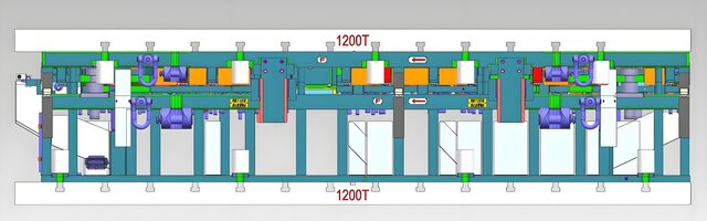 3D model of 1200T Automotive Steel Progressive Stamping Die | Full 3D Die Design