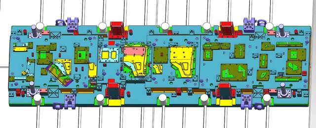 3D model of 1200T Automotive Steel Progressive Stamping Die | Full 3D Die Design