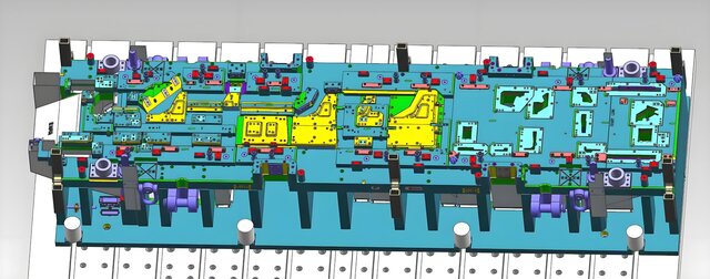 3D model of 1200T Automotive Steel Progressive Stamping Die | Full 3D Die Design