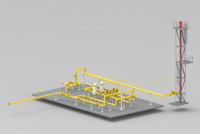 Industrial Gas Metering & Filtration Station – 3D Piping Design & Layout