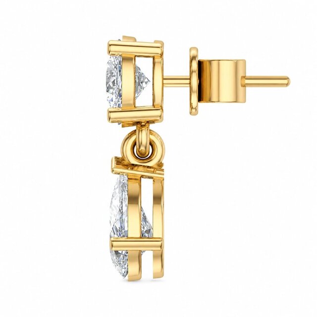 3D model of Premium Pear & Round Diamond Drop Earrings | Luxury Jewelry CAD Design | Rhino Matrix 3D