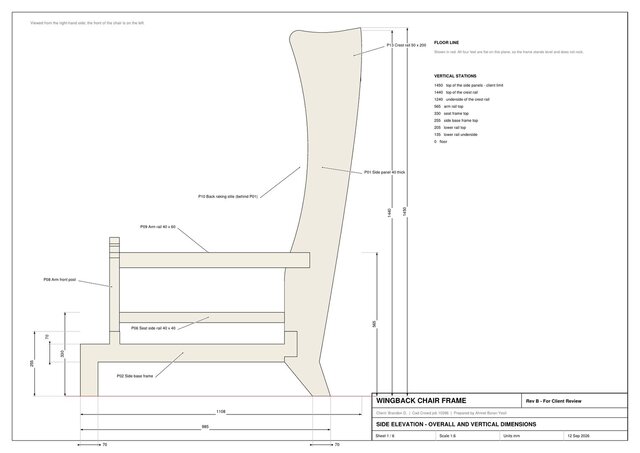 Wingback Chair Frame CAD Design & Manufacturing Documentation – image 3 of 6