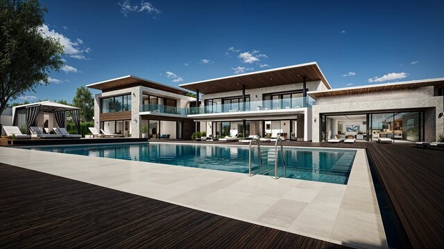 Modern Villa & Pool | Exterior Visualization – image 2 of 2