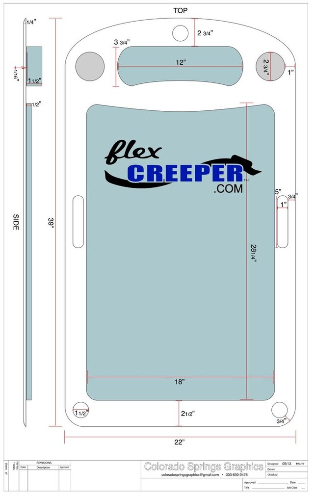 Flex Creeper 2D CAD - Top and Side view