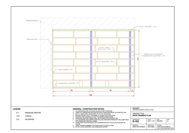 3D model of Rear Deck Design & Construction Drawings – AutoCAD