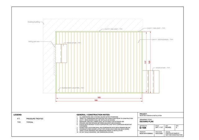3D model of Rear Deck Design & Construction Drawings – AutoCAD