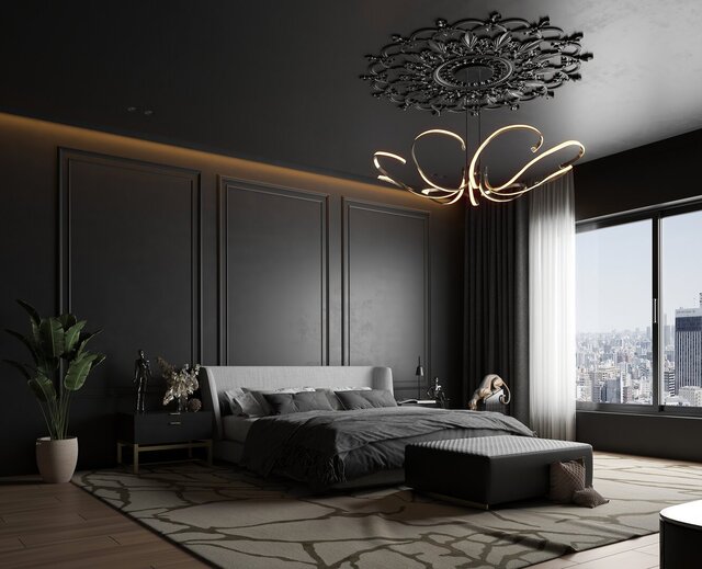 Neo-Classical Master Bedroom Interior Design – Luxury Residential Suite