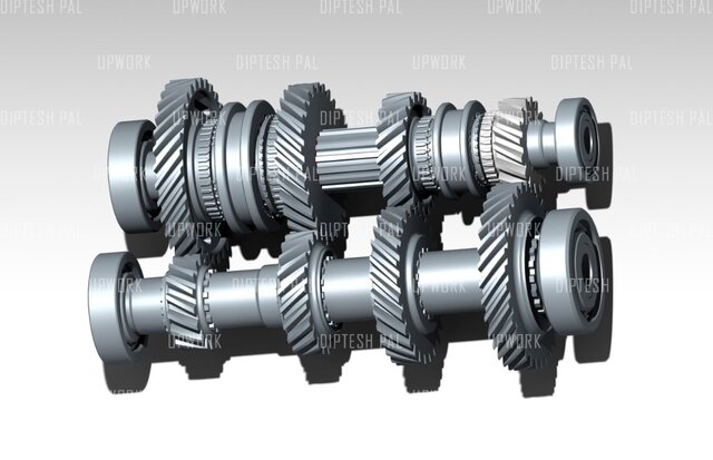 3D model of Sample of Complex Machine Parts design (gearbox)