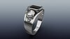 Gothic Skull Ring in Platinum with Bezel-Set Emerald-Cut Onyx design by CarlosPino99
