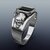 Gothic Skull Ring in Platinum with Bezel-Set Emerald-Cut Onyx