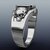 Gothic Skull Ring in Platinum with Bezel-Set Emerald-Cut Onyx