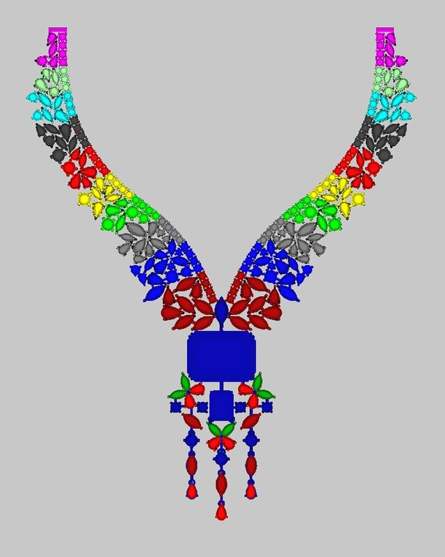 Luxury + Emerald + Diamond + Necklace Set + Manufacturing-Ready + Jewellery CAD – image 5 of 7