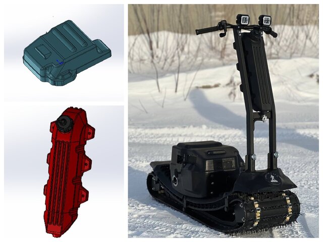 3D model of Motorized snowboard: design and engineering of components.