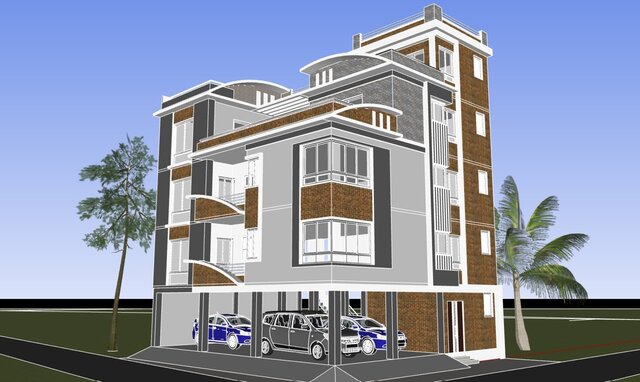 3D model of 3d modeling of a apartment house