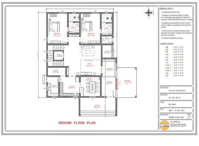 2bhk-floor-plan-autocad-skdrafts-01
