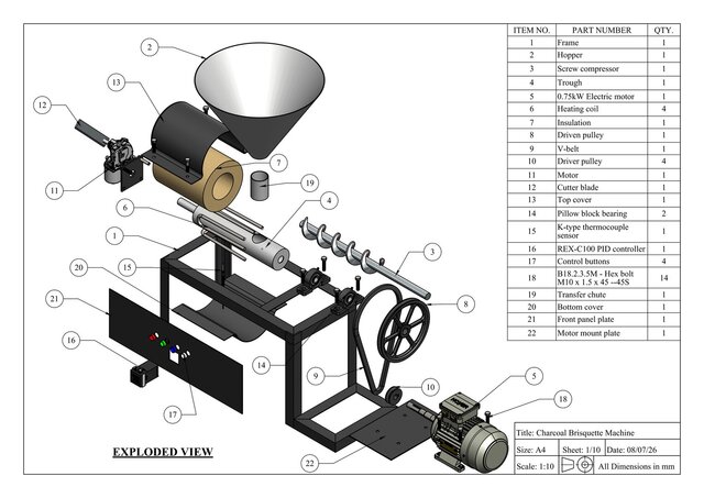 3D model of Charcoal Brisquette machine