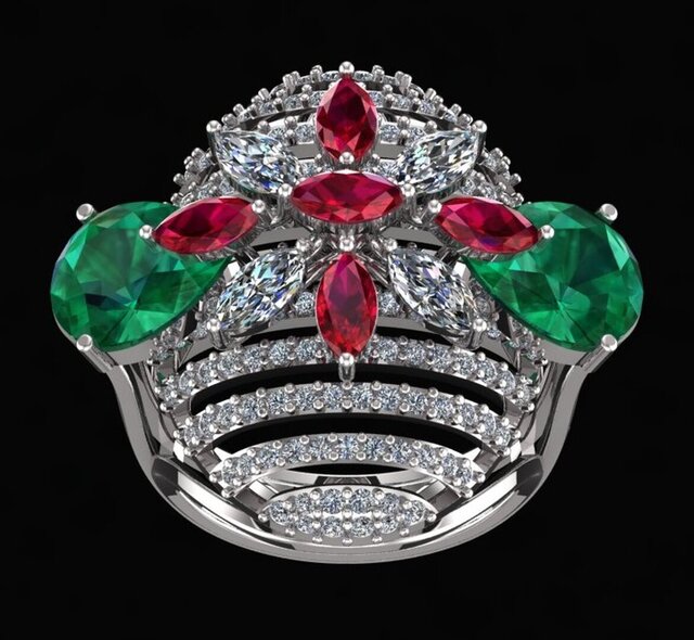 Luxury Floral Marquise Gemstone Ring