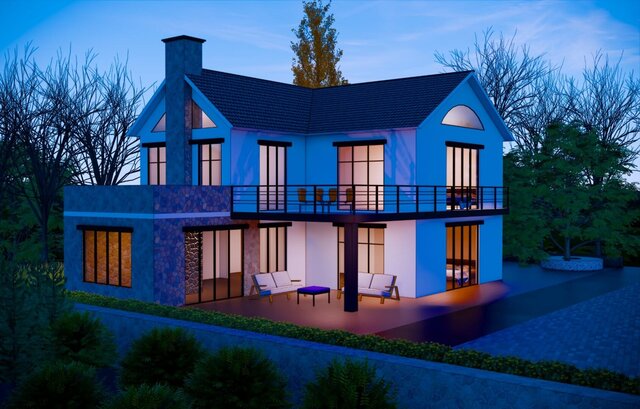 3D model of Modern Residential Exterior Visualization