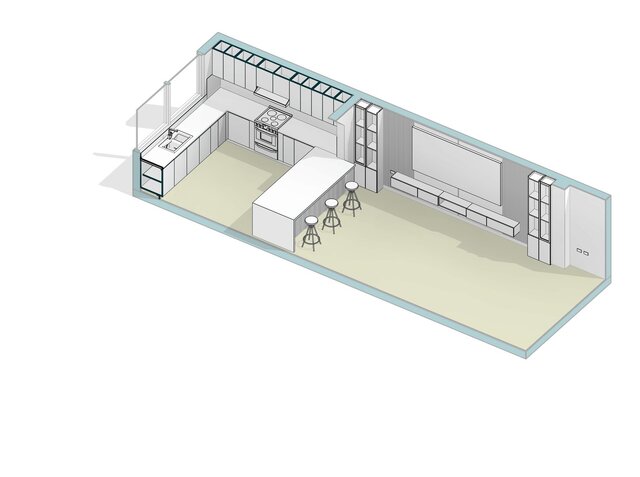 3D model of Modern Open Kitchen Design