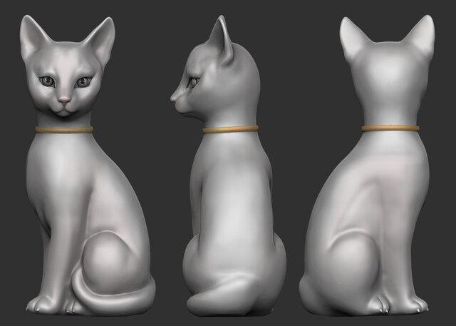 3D model of Cat Figurine Model | Zbrush Sculpt | 3D Print Model